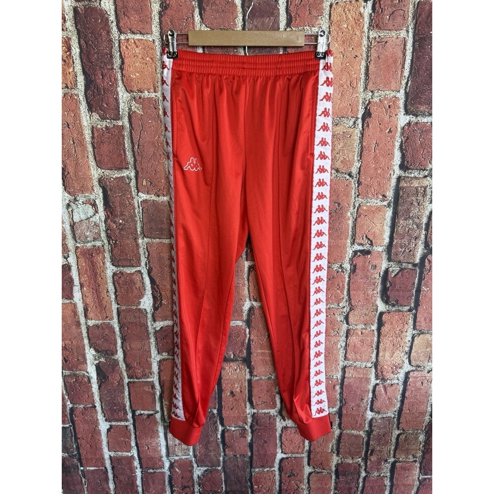 Kappa Banda Track Pants Red White Logo Stripe Medium Retro Y2K Sportswear